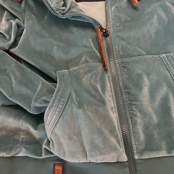 Naketano sea foam green Zip-Up Hoodie velour like new sz XL poets choice - Picture 3 of 6